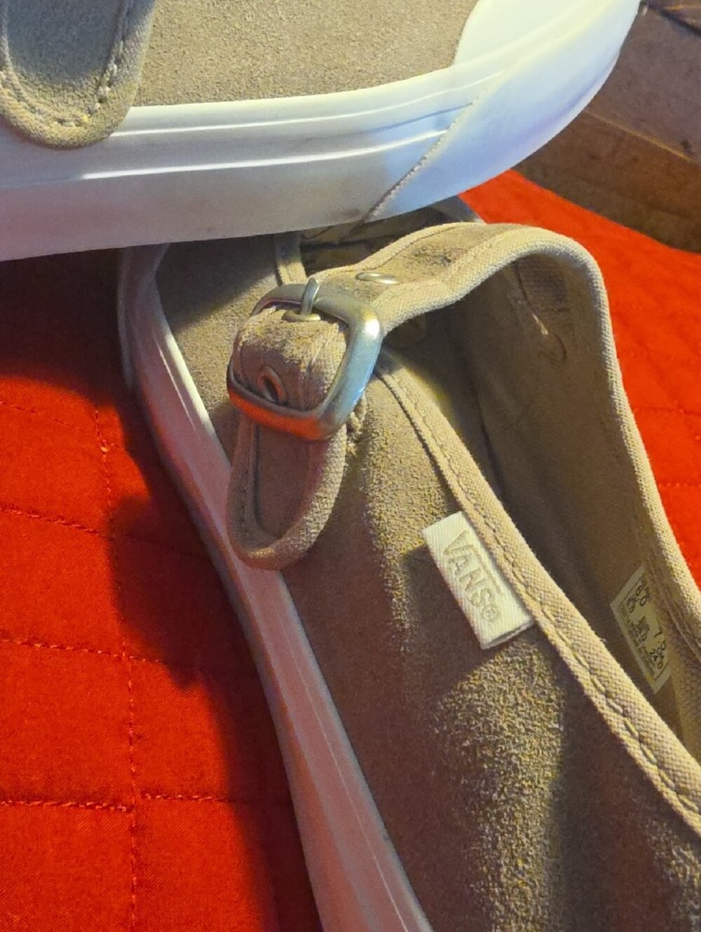 Vans Casual Mary Jane Suede Sneakers in Taupe and White - Picture 9 of 12